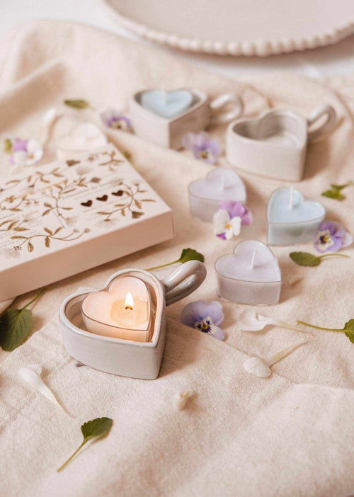 Heart Tealight Candle Gift Set – 6 Soy Candles
