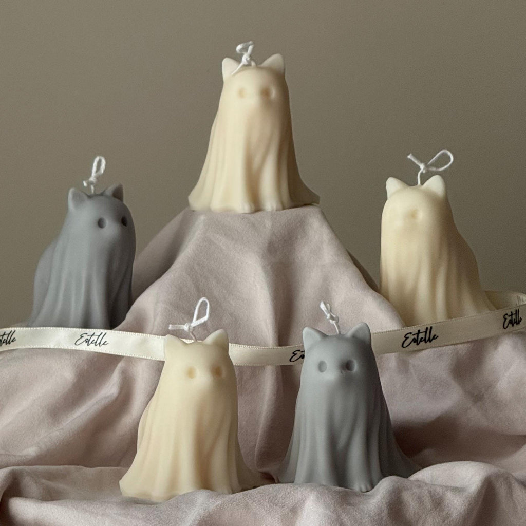 Cat Ghost Soy Wax Candle – Halloween Gift